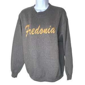 Vintage Lee Heavyweight Sweatshirt Crewneck Sz Medium Gray Embroidery Fredonia